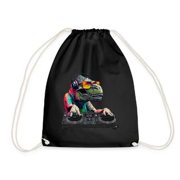 Cool T-Rex DJ Mixer Sunglasses Headphones - Drawstring Bag - black - Front