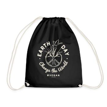 Vegan TShirt Change the World (Earth Day) - Turnbeutel - Schwarz - Vorne