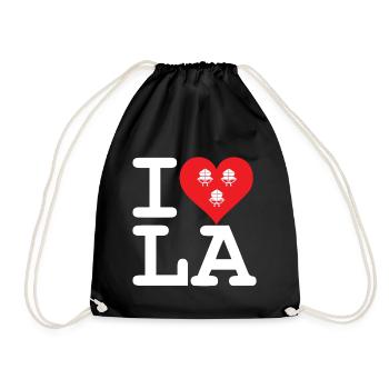 I Love LA! weiss mit Bändern - Turnbeutel - Schwarz - Vorne