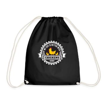 Farmer Shirt - Life mit chikens 2 - Turnbeutel - Schwarz - Vorne