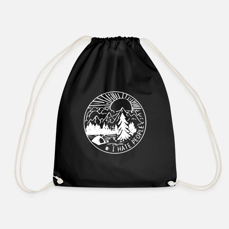 Camping Zelten Zelt I Hate People Outdoor Geschenk - Turnbeutel - Schwarz