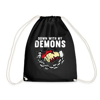 DOWN WITH MY DEMONS Cadeau de motard tatoué - Sac de sport léger - noir - Devant