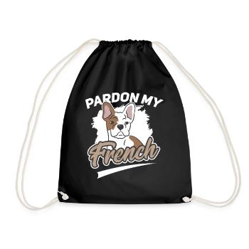 Dog Pet French Bulldog Gassi Animal - Drawstring Bag - black - Front