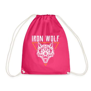 Wolf animal pack dog chasing lonely full moon teeth - Drawstring Bag - fuchsia - Front
