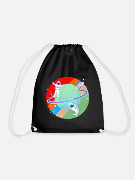 Requin astronaute univers planète fusée vaisseau spatial - Sac de sport léger - noir