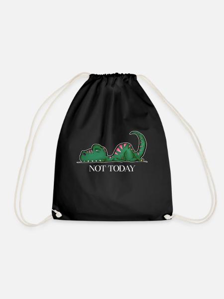 Dino TRex Dinosaurier Müde Kein Bock Faul Geschenk - Turnbeutel - Schwarz