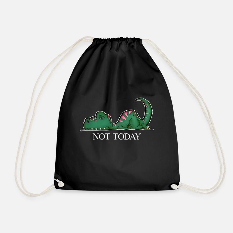 Dino TRex Dinosaurier Müde Kein Bock Faul Geschenk - Turnbeutel - Schwarz