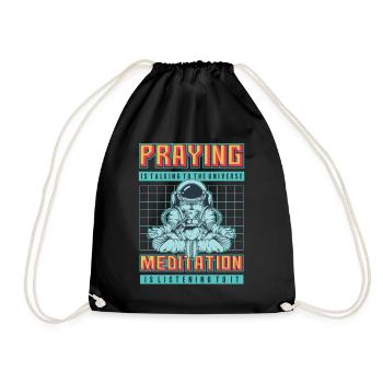 Cosmos - Praying - Meditation - Drawstring Bag - black - Front