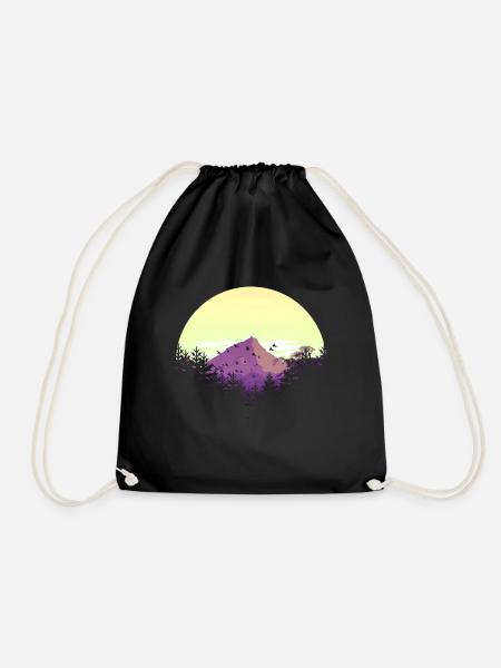 Nature Mountain Mountain Sunset Shirt Gift - Drawstring Bag - black