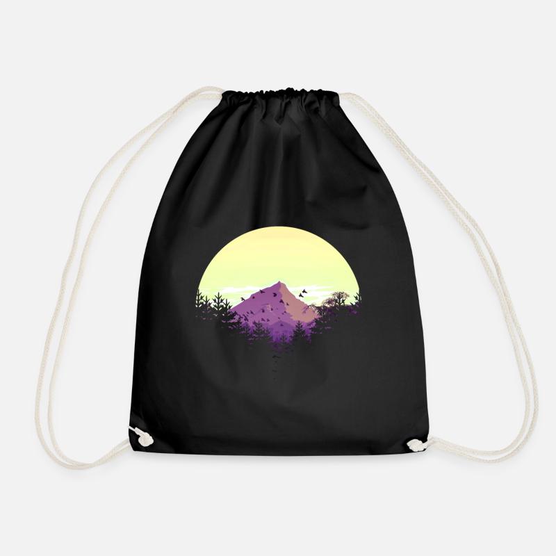 Nature Mountain Mountain Sunset Shirt Gift - Drawstring Bag - black