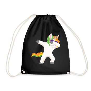 Dabbing Unicorn Dab dabbendes Einhorn - Turnbeutel - Schwarz - Vorne
