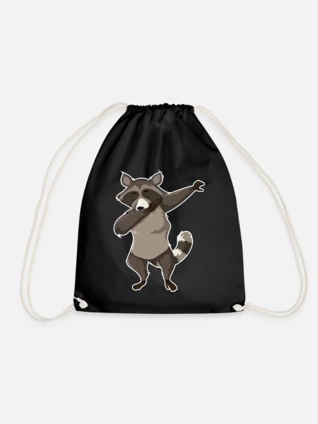 Dabbender raccoon - Drawstring Bag - black