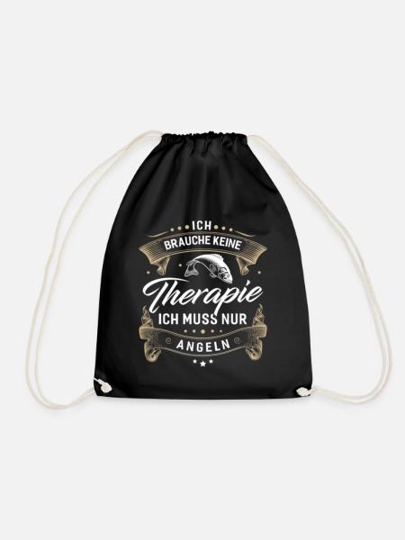 Angler T-shirt Geschenk idee für Angler mit Spruch - Turnbeutel - Schwarz