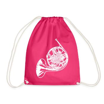 Horn Player T-Shirt Gift - Drawstring Bag - fuchsia - Front