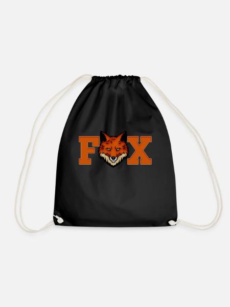 Fox - Drawstring Bag - black