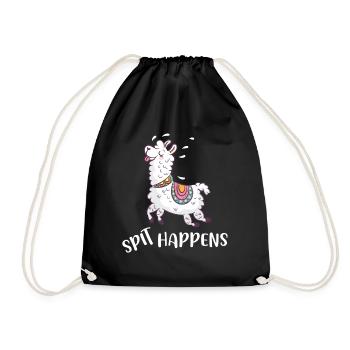 Spit happens Lama Alpaca Alpaca Llama - Drawstring Bag - black - Front