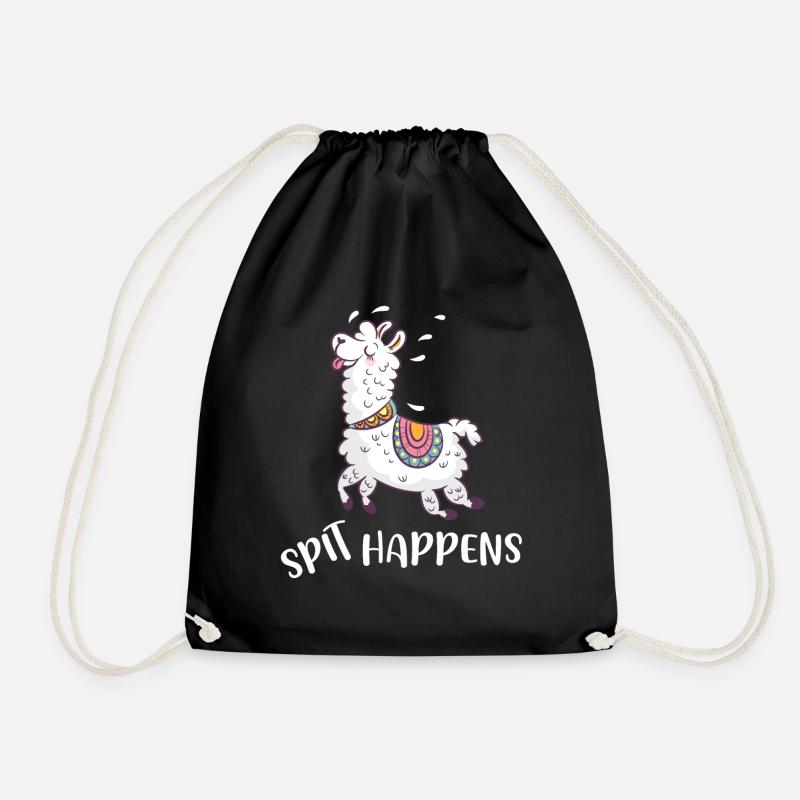 Spit happens Lama Alpaca Alpaka Llama - Turnbeutel - Schwarz