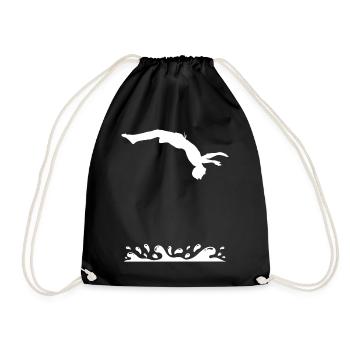 Wasserspringer Turmspringer T-Shirt Geschenk - Turnbeutel - Schwarz - Vorne