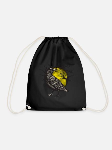 Moon crow - Drawstring Bag - black
