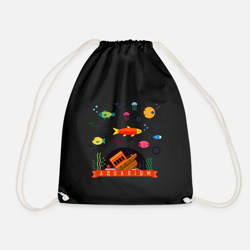 Aquarium bunte Fische - Turnbeutel - Schwarz