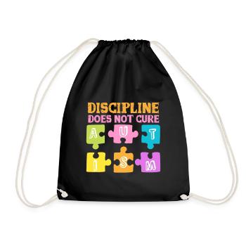 Discipline does not cure autism - Drawstring Bag - black - Front