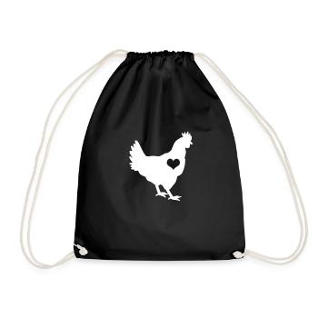 Chicken rooster with heart for bird lovers and - Drawstring Bag - black - Front