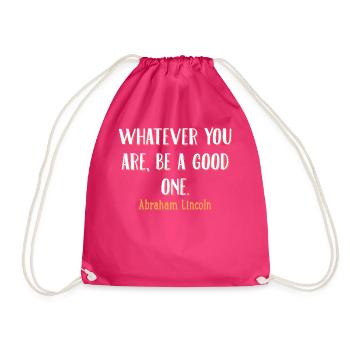 Lincoln quote - Drawstring Bag - fuchsia - Front