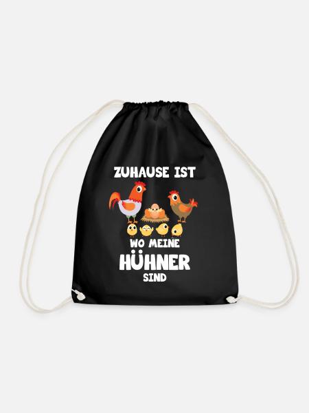 Zuhause ist wo meine Hühner sind - Turnbeutel - Schwarz
