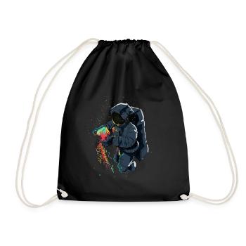 Astronaut with jellyfish - Drawstring Bag - black - Front