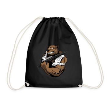 Bear with the weapon - Drawstring Bag - black - Front