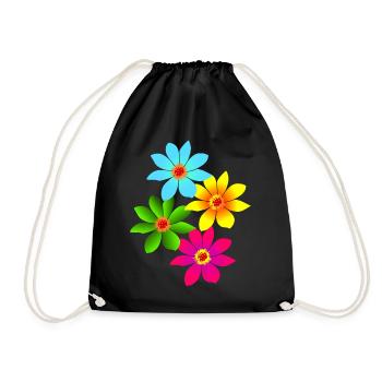 colorful flowers, blossoms, colorful bouquet of flowers - Drawstring Bag - black - Front