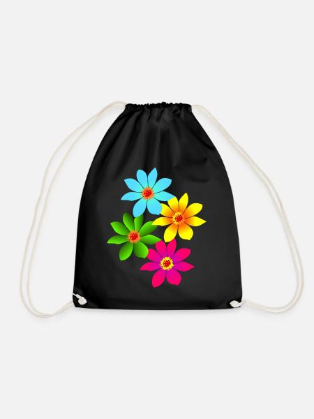 bunte Blumen, Blüten, farbenfroher Blumenstrauß - Turnbeutel - Schwarz