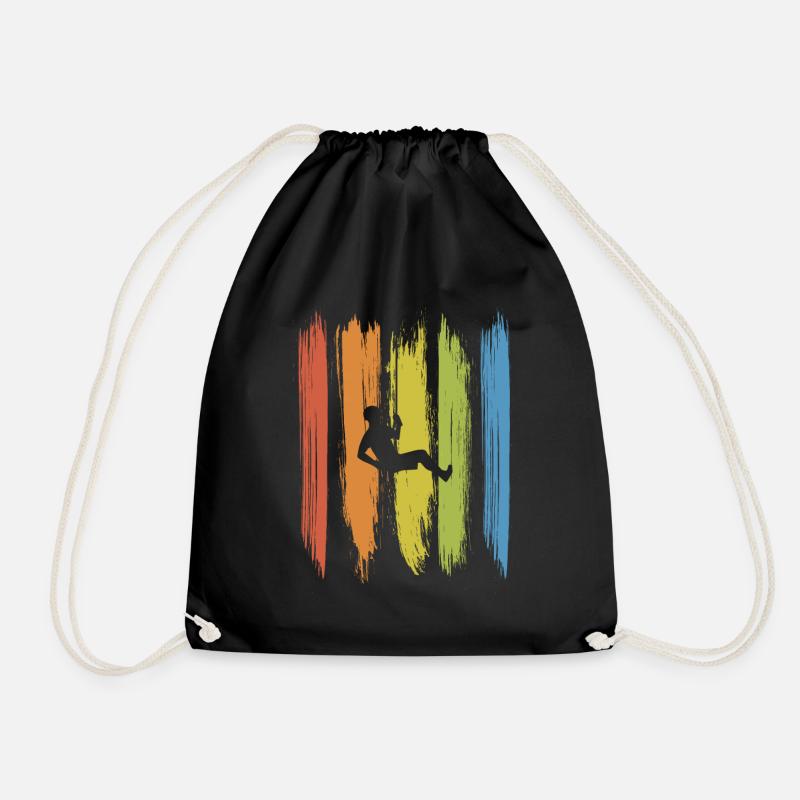 Rock Climbing Shirt Rock Climber Climber Boulder - Drawstring Bag - black