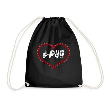 Amour ASL langue des signes américaine. Silhouette de coeur - Sac de sport léger - noir - Devant
