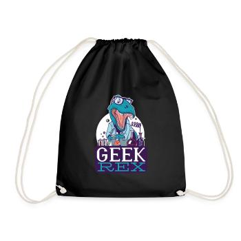 Geek T Rex. - Drawstring Bag - black - Front