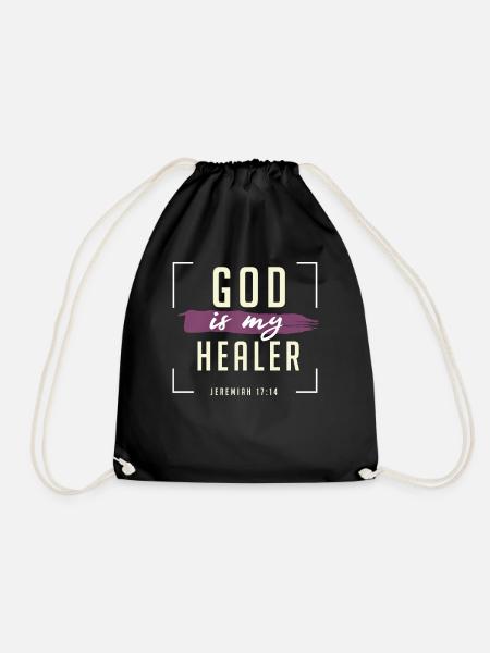 God is my healer, Christian - Drawstring Bag - black