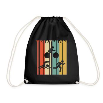 Triathletes Swim Bike Run Triathlon Shirt Geschenk - Turnbeutel - Schwarz - Vorne