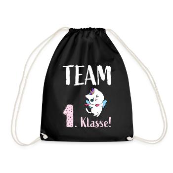 Einhorn Katze. Team 1. Klasse. - Turnbeutel - Schwarz - Vorne