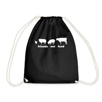 Friends Not Food T-Shirt Geschenk Vegan Tierschutz - Turnbeutel - Schwarz - Vorne