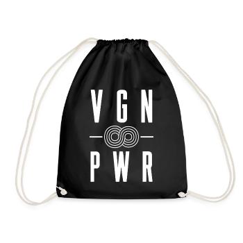 VGN PWR Vegan Power T-Shirt Gift Vegan - Drawstring Bag - black - Front