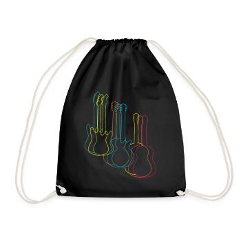 E-Gitarren Spieler T-Shirt Geschenk Gitarre - Turnbeutel - Schwarz - Vorne
