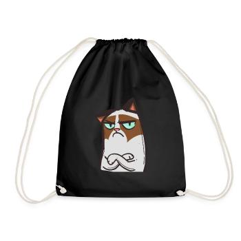 Traurige Katze Geschenk für Kinder und Erwachsene! - Turnbeutel - Schwarz - Vorne