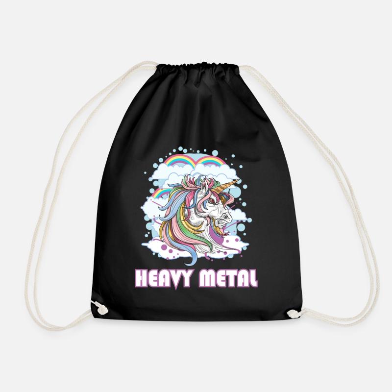 heavy metal einhorn - Turnbeutel - Schwarz