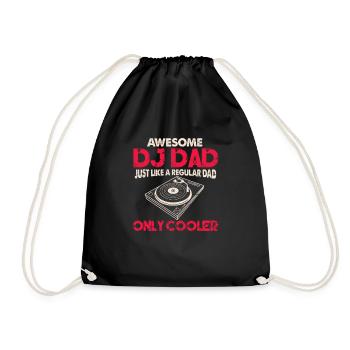 Dj father dad djing disc jockey father's day gift - Drawstring Bag - black - Front