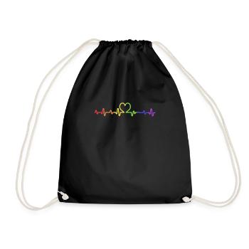 Cadet LGBT Heartbeat Gay Pride Rainbow CSD - Sac de sport léger - noir - Devant