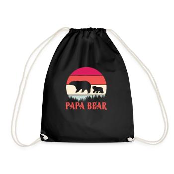 Dad Bear Daddy Bear Son Daughter Father's Day Gift - Drawstring Bag - black - Front