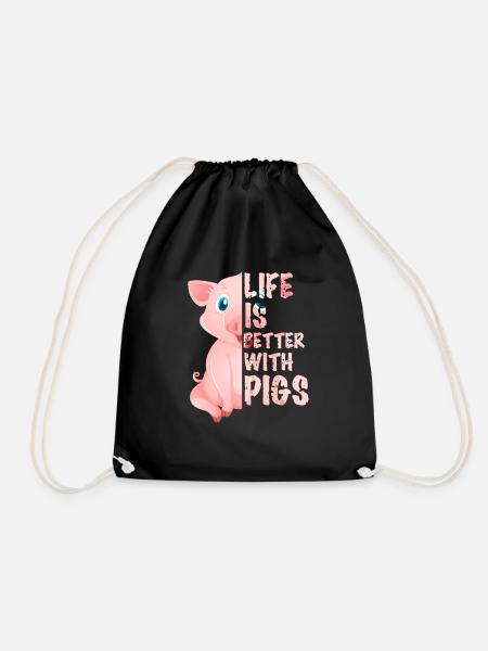 Pig pig piggy sow gift - Drawstring Bag - black
