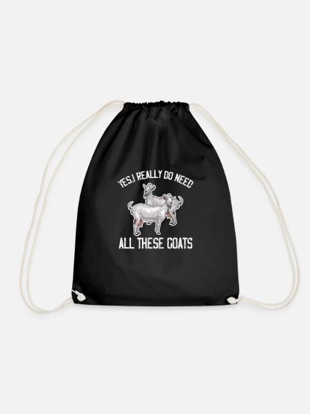 Goat goat goat goat farmer gift - Drawstring Bag - black