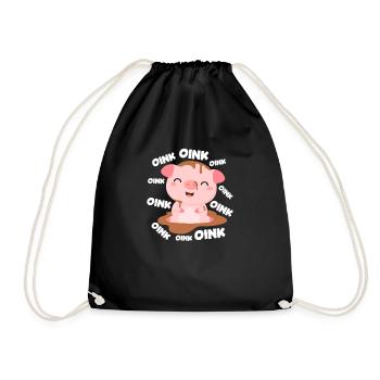 Piggy pig sow Cute gift - Drawstring Bag - black - Front