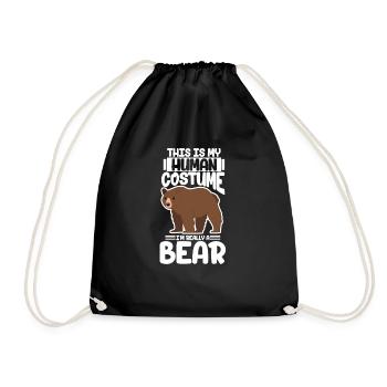 Bär Kostüm Bären Braunbär Halloween Geschenk - Turnbeutel - Schwarz - Vorne